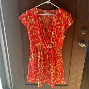 Gap Red Yellow Purple Crossover Animal Print Dress Size 10‎